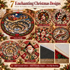 Santa Workshop 3D Optical Illusion Round Christmas Rug