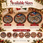 Santa Workshop 3D Optical Illusion Round Christmas Rug