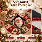 Santa Workshop 3D Optical Illusion Round Christmas Rug