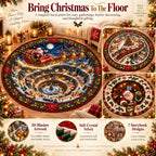 Santa Workshop 3D Optical Illusion Round Christmas Rug