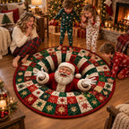 Santa Workshop 3D Optical Illusion Round Christmas Rug