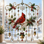Cardinal Christmas Window Hanging on display