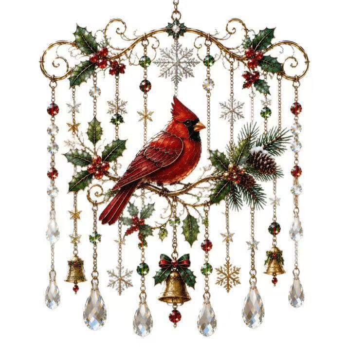 Cardinal Christmas Window Hanging