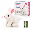 White electronic plush bunny toy with packaging