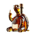 Turtle-shaped novelty whiskey decanter on a white background