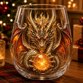 Gold dragon-themed whiskey glass